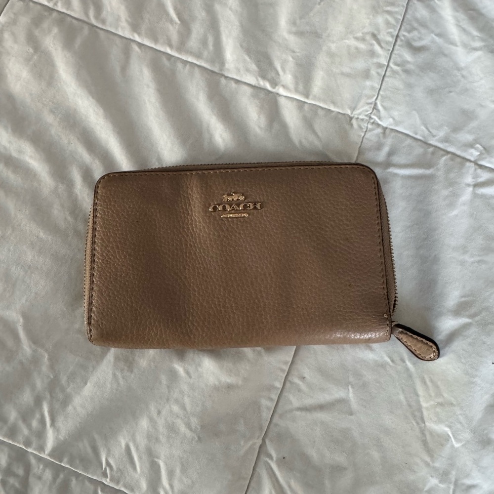Coach Tan Leather Zip Wallet